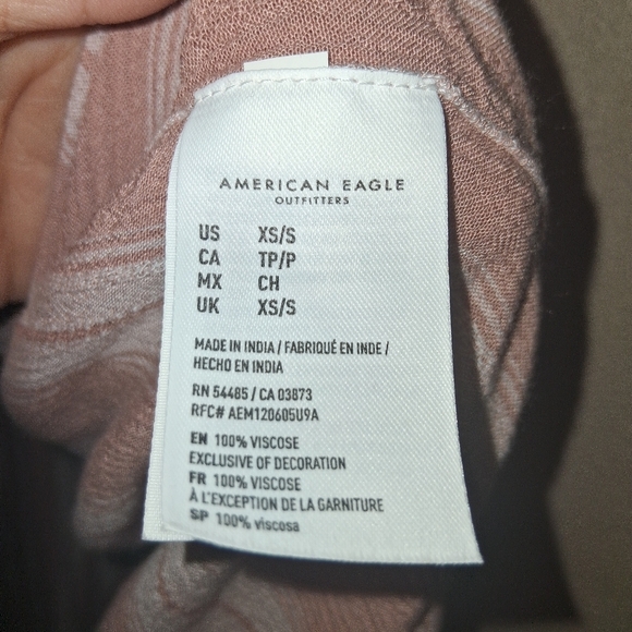 American Eagle Boho Striped Cover Up Fringe Kimono Pink Oversized S - Picture 5 of 6